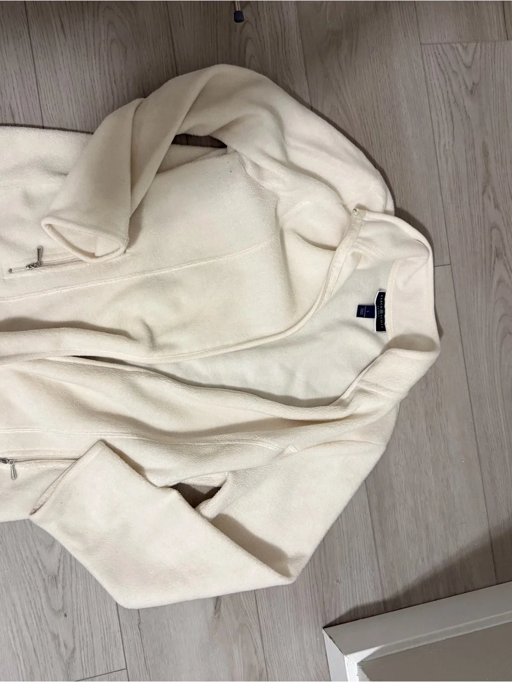 Karen Scott Cream Full-Zip Men’s Sweater Jacket